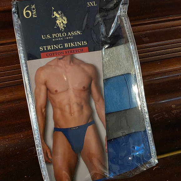 U.S. Polo Assn. Mens 3XL String Bikinis 6 Pack Cotton Stretch Underwear - Picture 1 of 4